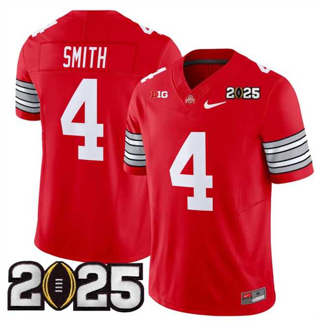 Mens Ohio State Buckeyes #4 Jeremiah Smith Red 2025 CFP Final Patch F.U.S.E. Vapor Limited Stitched Football Jersey->ohio state buckeyes->NCAA Jersey